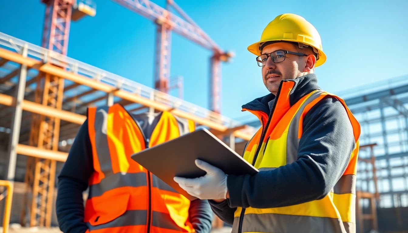 External safety officer conducting a safety assessment for a company, ensuring compliance with regulations.