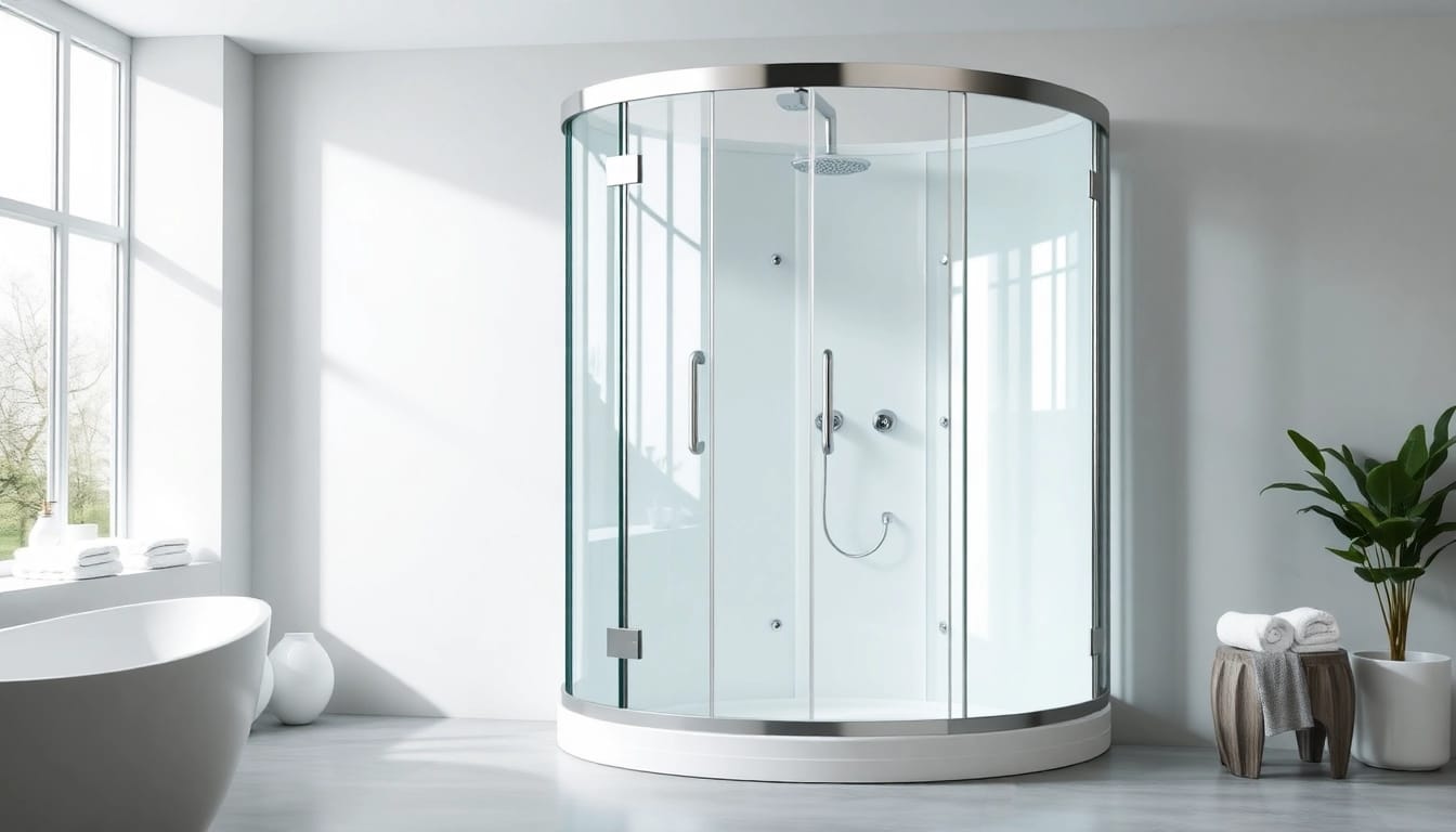 Moderne duschkabine 90x90 komplett in stilvollem Badezimmer mit eleganten Details.