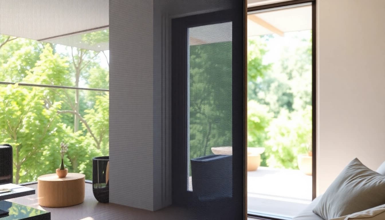 Sicherer Insektenschutz Terrassentür-Ausblick auf die Natur mit modernem Design