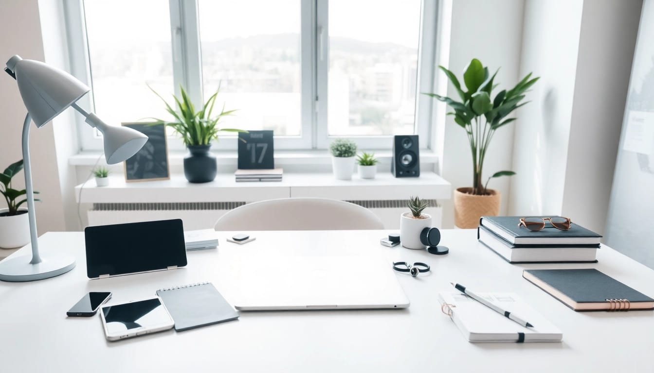 Entdecken Sie Technik Tipps in einem modernen digitalen Arbeitsplatz mit Laptop und Technik.