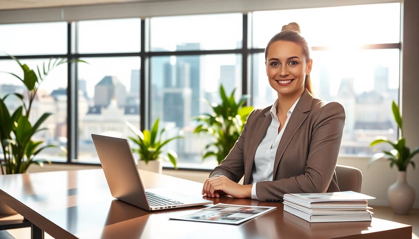 Immobilienmakler Frankfurt Riedberg präsentiert moderne Immobilien in einem professionellen Büro.