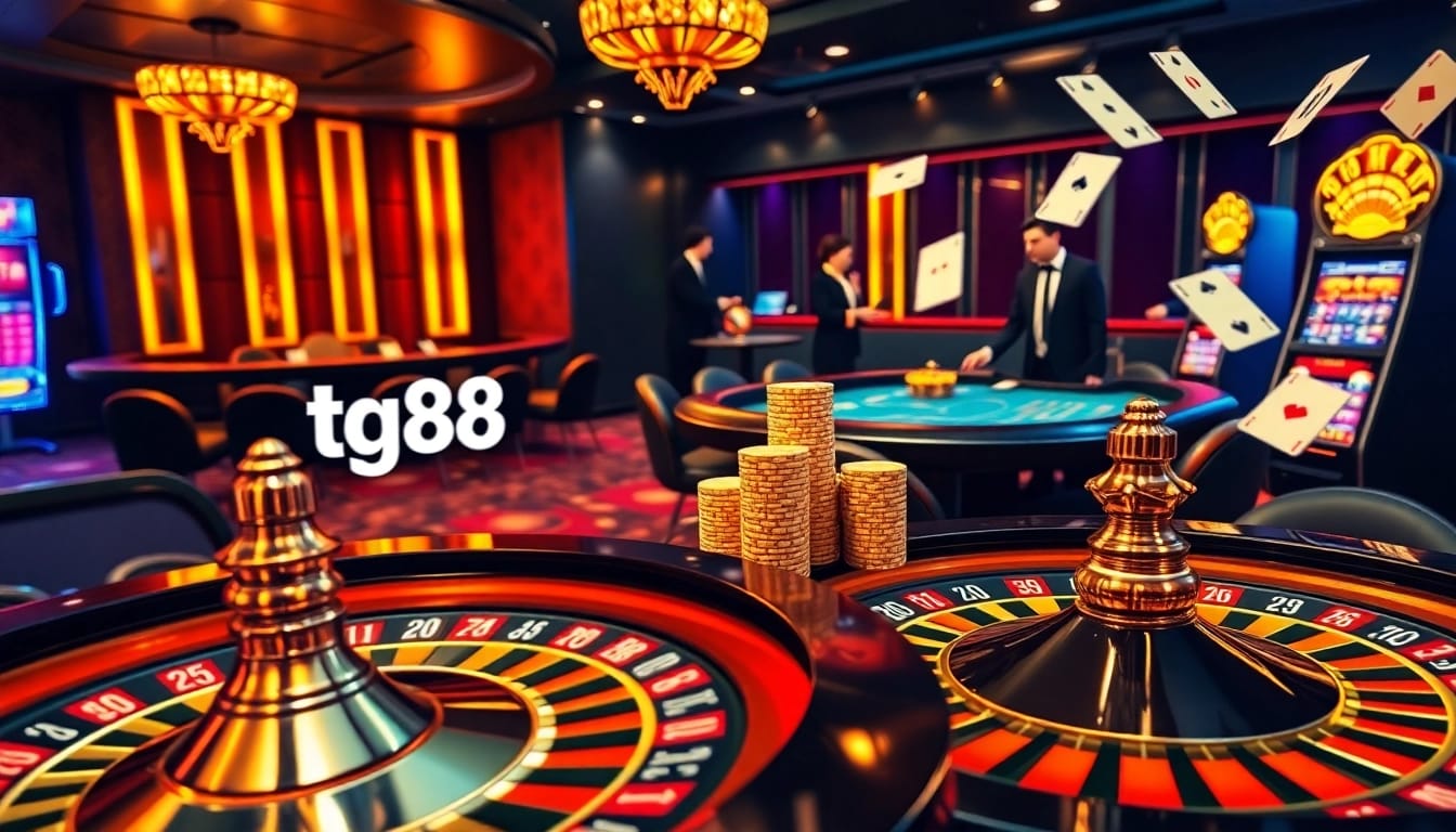 Experience the thrill of tg88 online casino betting with vibrant roulette and baccarat action.