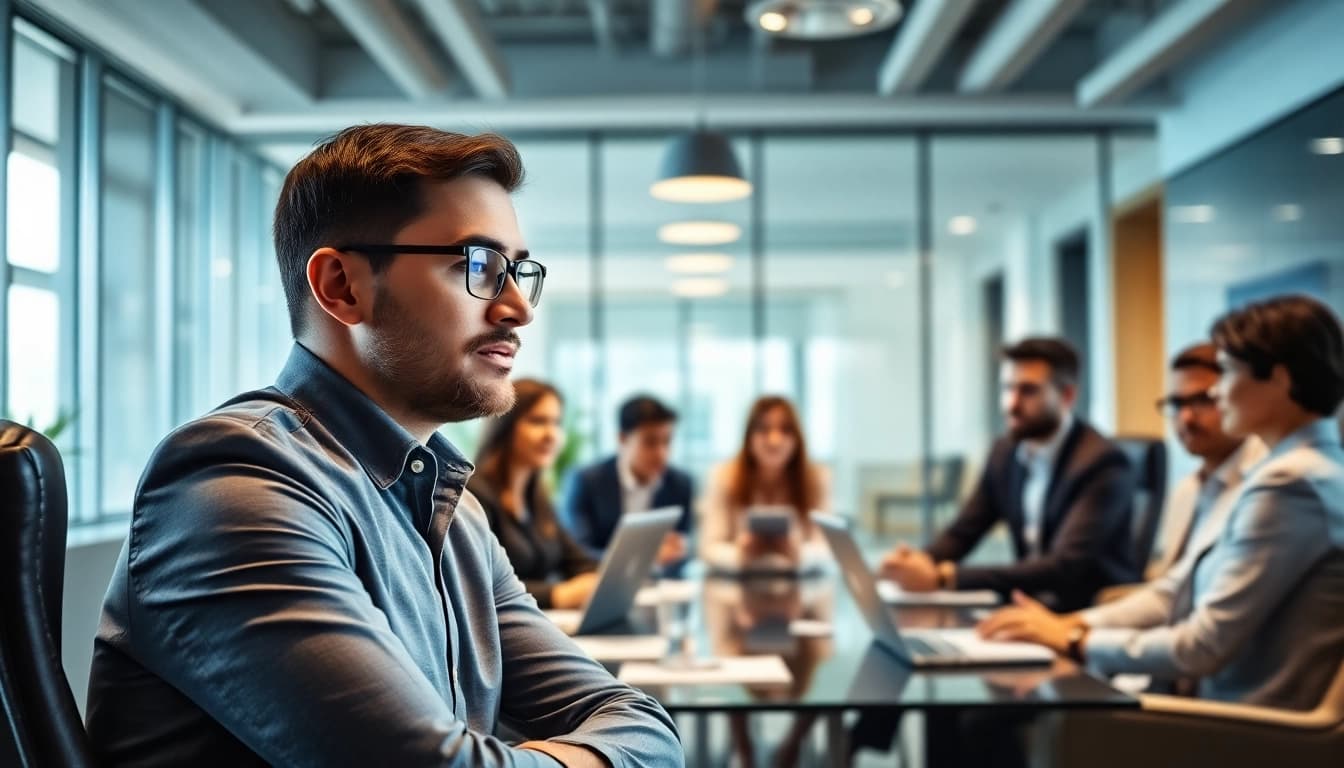 Headhunter IT providing recruitment solutions in a modern office setting.