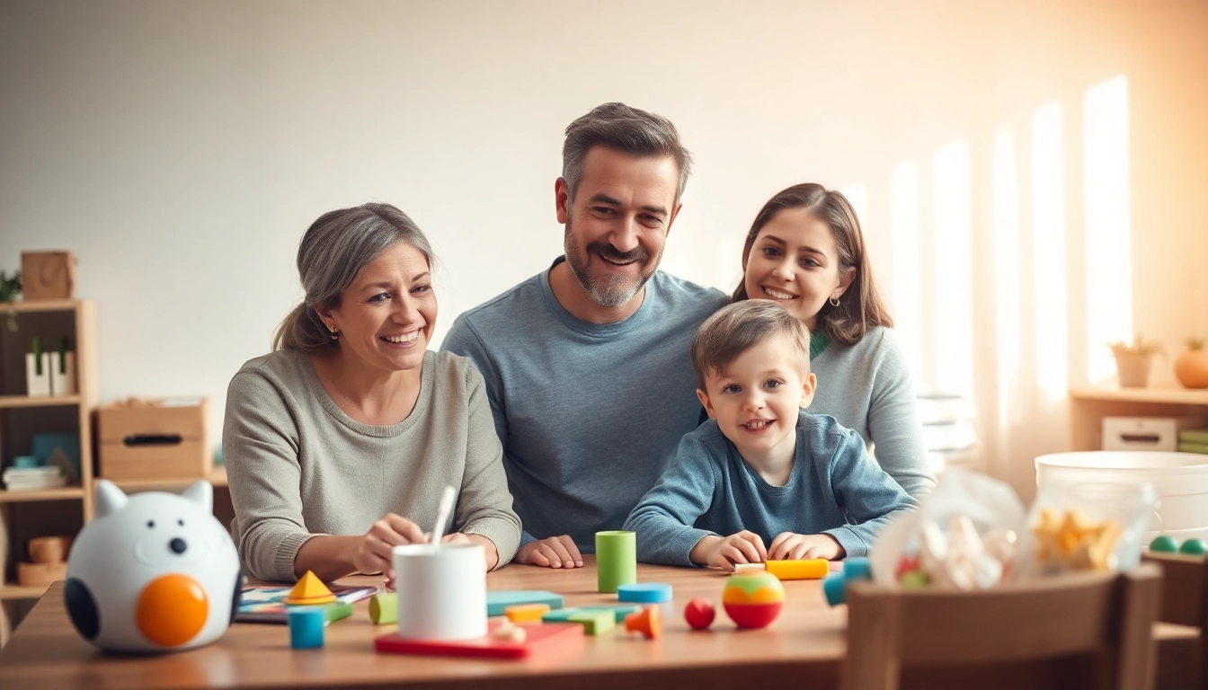 Familie diskutiere über Kindererziehung in einem einladenden Zuhause.