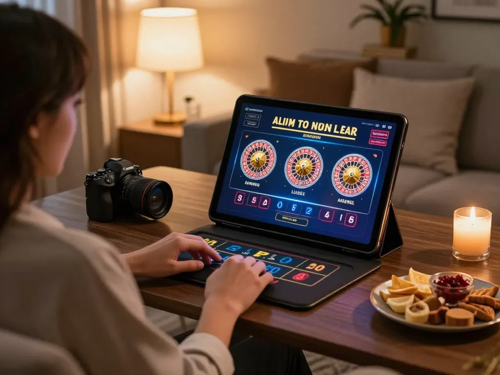 Engaging with 789betpa live dealer games on a tablet in a cozy home setting