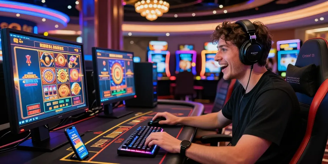 Spiele im Beef Casino online: Spieler genießt aufregende Slots und Live-Dealer-Action.
