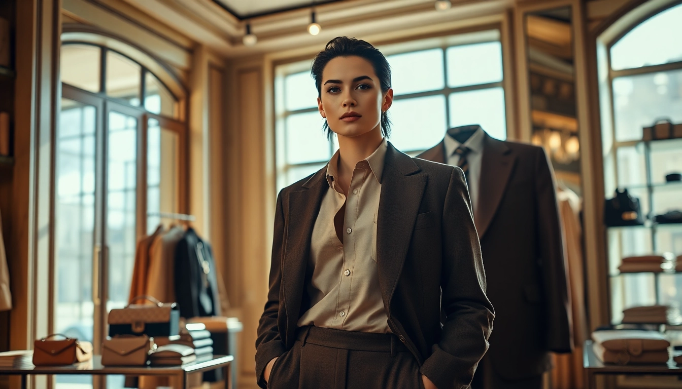 Shop luxury clothing at Alvionz, highlighting exclusive styles in an elegant boutique.