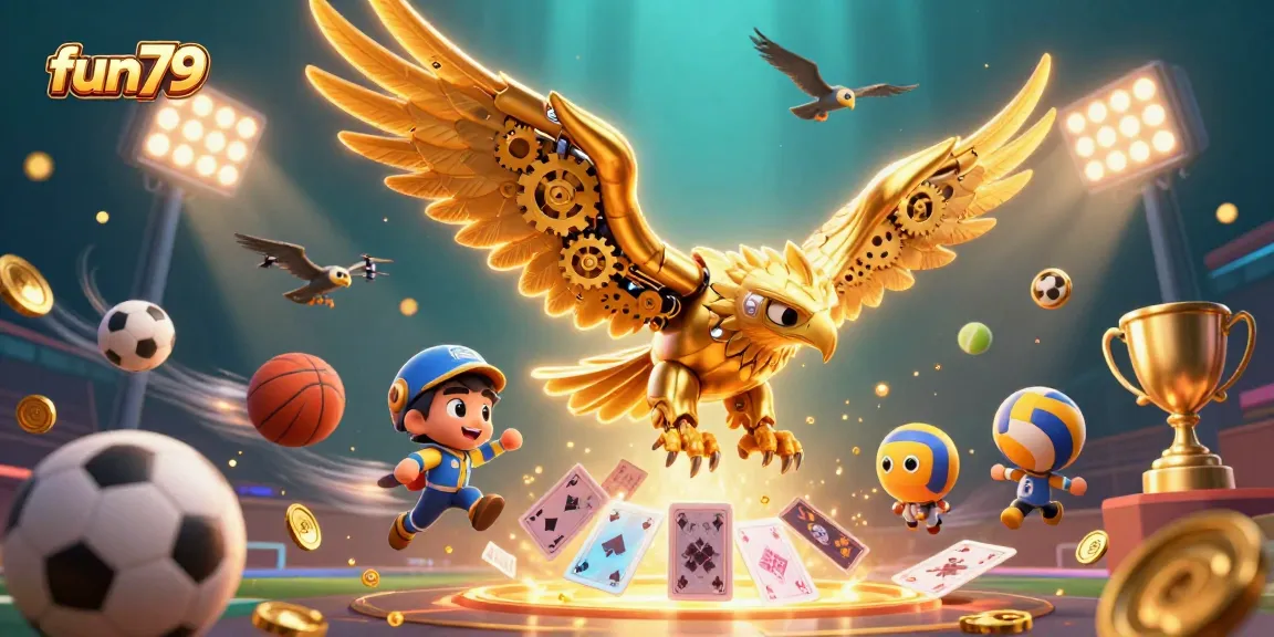Engage in thrilling gameplay at fun79 with a vibrant, dynamic casino atmosphere illustrated in stunning 3D.
