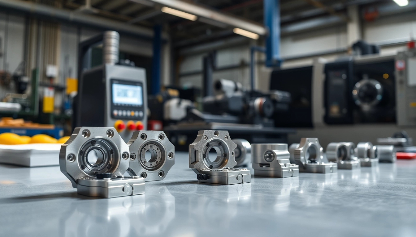 Frästeile auf einer Werkbank in einer professionellen CNC-Fertigungshalle