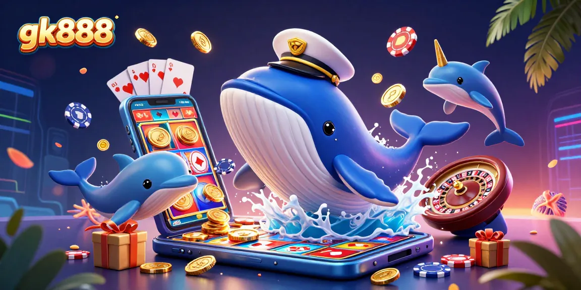Experience thrilling wins with gk888 in this vibrant casino wonderland illustration.