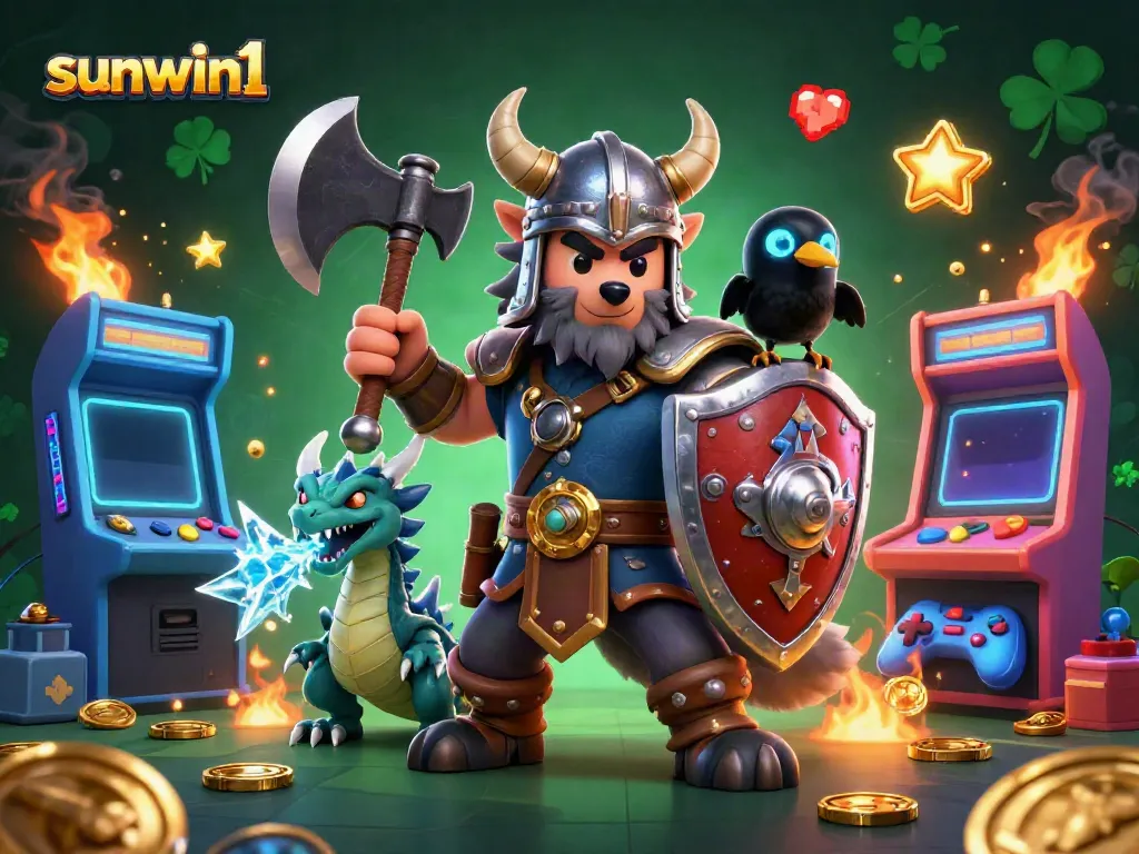 Engage in thrilling gameplay at sunwin1, featuring vibrant 3D characters and dazzling casino elements.