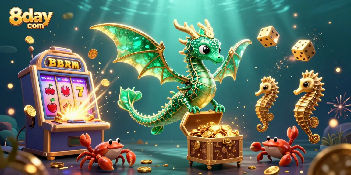 Experience thrilling jackpots at 8day com with vibrant slots and casino games in a dynamic underwater setting.