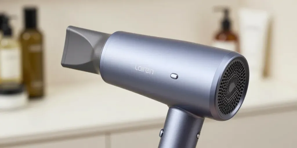 Detailed close-up of Laifen Mini haartrockner highlighting its design features and magnetic nozzle