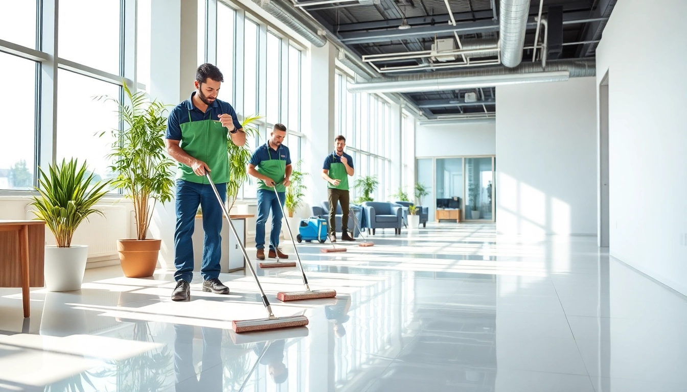 Efficient Gebäudereinigung Ulm with a team ensuring a spotless office environment.