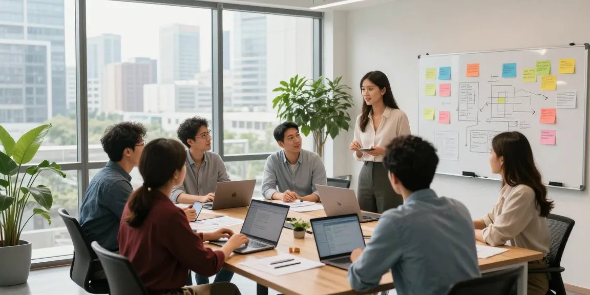 Feedback Kultur Arbeit: Team arbeitet an transparenter Unternehmenskultur in modernem Büro.