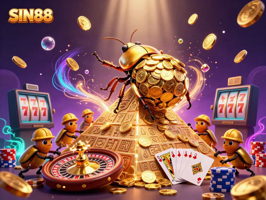 Experience thrilling betting action with SIN88, featuring colorful casino elements and golden coins