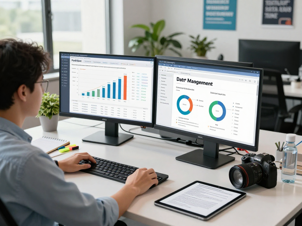 Data management and compliance in a professional office showing HubSpot tracking and B2B leads, aligning with Wissen / Blog-Hub.
