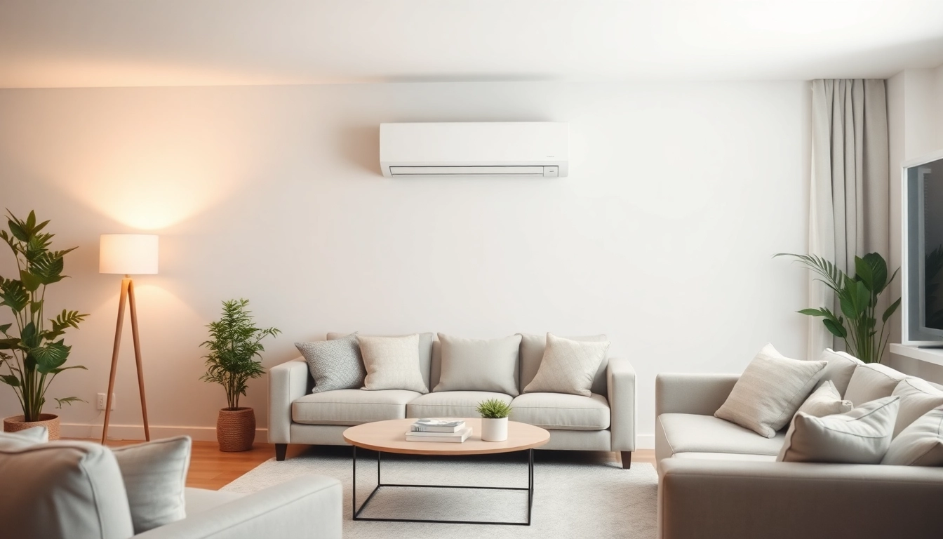 Showcasing Klima kosten through a modern air conditioning unit in a stylish living room.