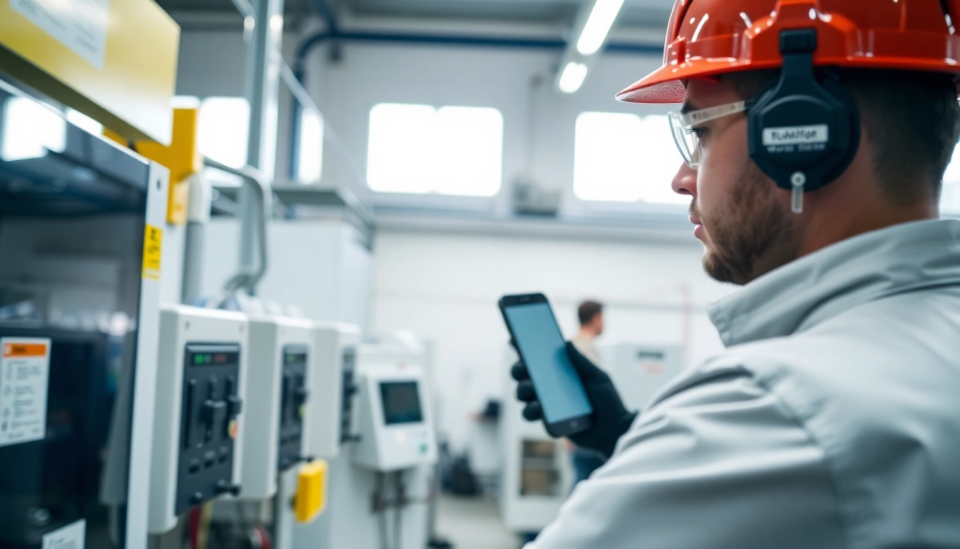 Technician conducting a DGUV V3 Prüfung to ensure electrical safety compliance in the workplace.