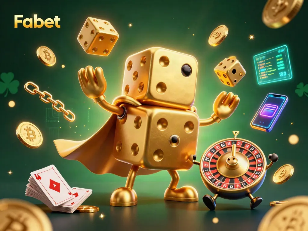 Experience the excitement of Fabet with this vibrant casino-themed illustration featuring dynamic gambling elements.