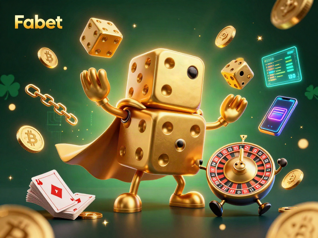 Experience the excitement of Fabet with this vibrant casino-themed illustration featuring dynamic gambling elements.