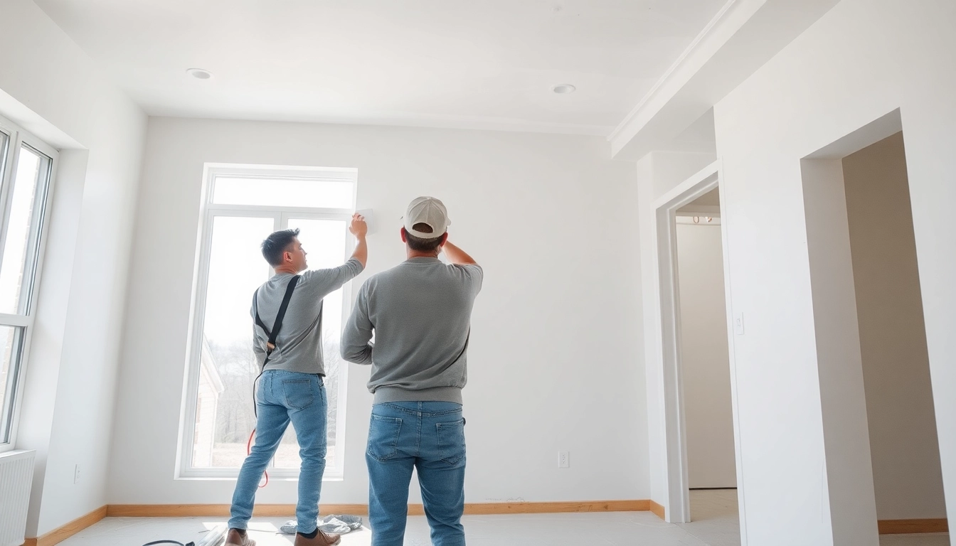 Applying drywall during a home renovation, showcasing a professional installation process.