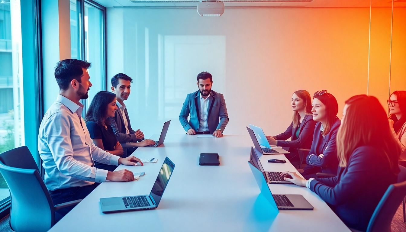 Führungskräfte Vertrieb Headhunter diskutieren strategisch in einem modernen Büro, um innovative Lösungen zu entwickeln.