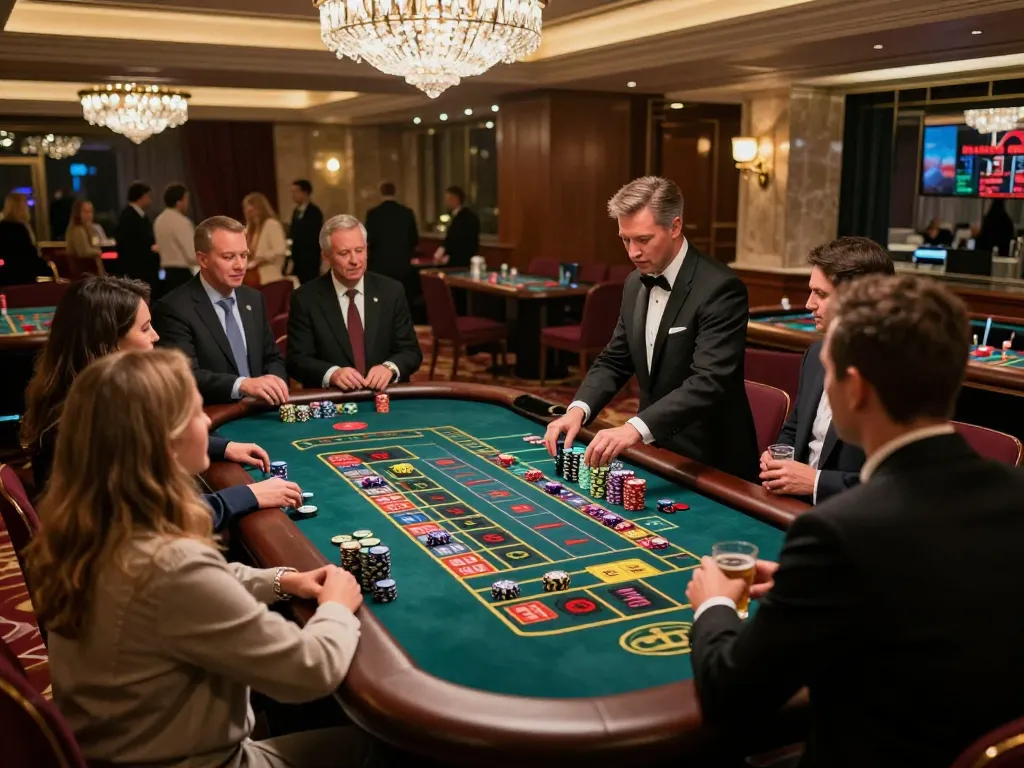 Experience thrilling roulette action at aud77 casino with engaged players in an elegant atmosphere.