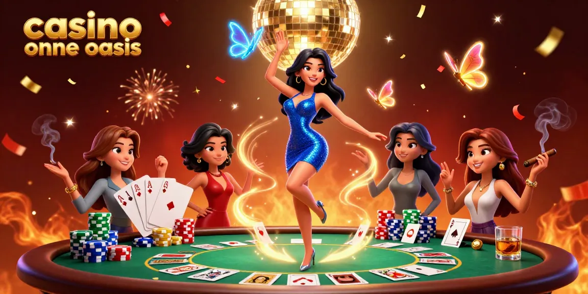 Experience the excitement at casino ohne oasis with vibrant game elements, colorful poker chips, and a glamorous atmosphere.