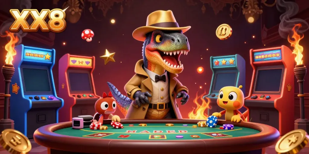 Watch the XX8 velociraptor card counter sneak chips at a lively casino blackjack table.