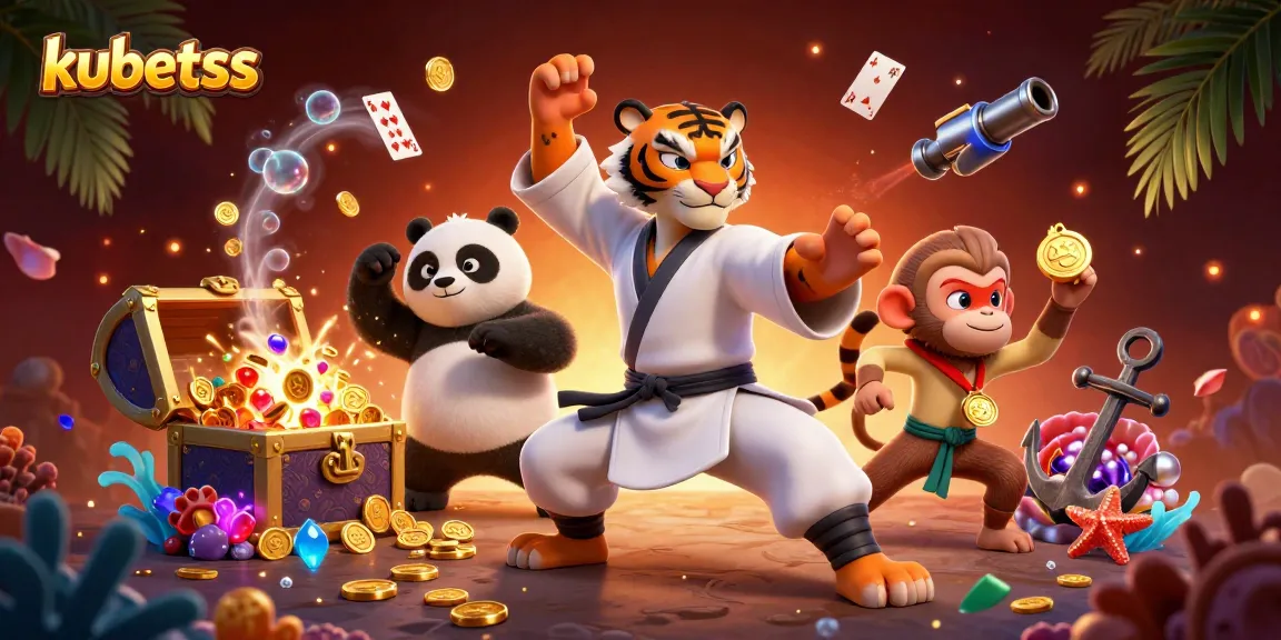 Kubetss showcases a vibrant 3D scene with a kung fu tiger and panda in a casino adventure, enriching the gambling experience.