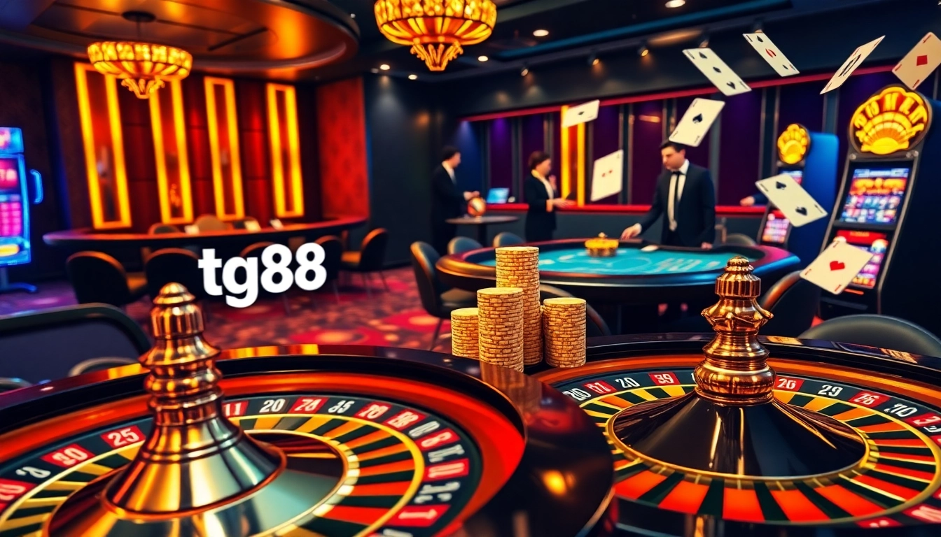 Experience the thrill of tg88 online casino betting with vibrant roulette and baccarat action.