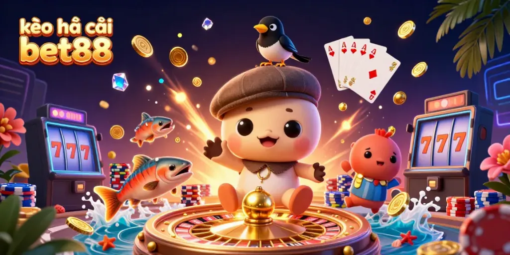 Engage with exciting gameplay at kèo nhà cái bet88 featuring 3D cartoon characters and dazzling casino elements.
