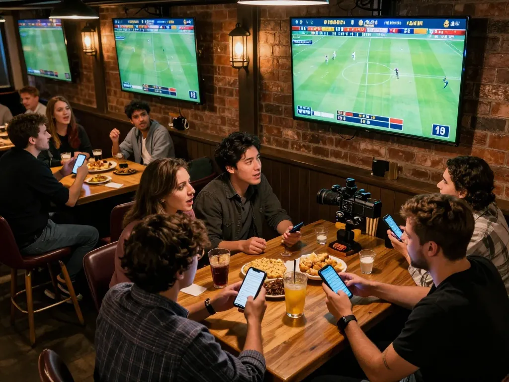 Live sports bar scene showing excitement from football match results during spontaneous betting
