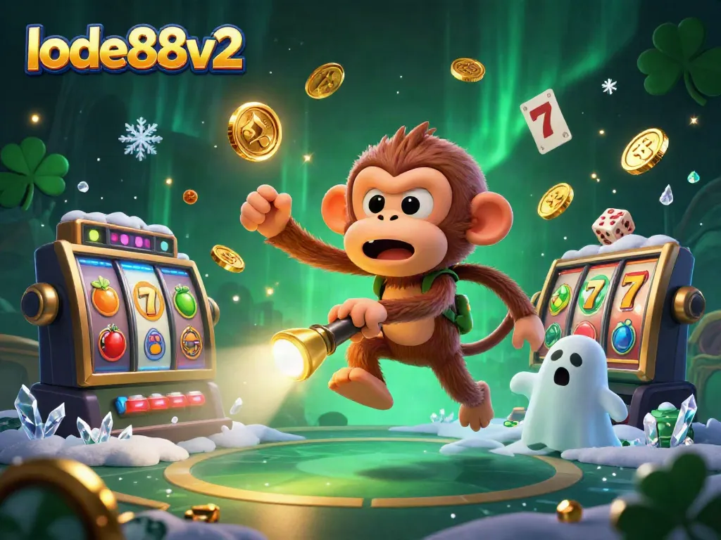 Engage with lode88v2's immersive casino experience, featuring playful characters in a vibrant, dynamic scene.