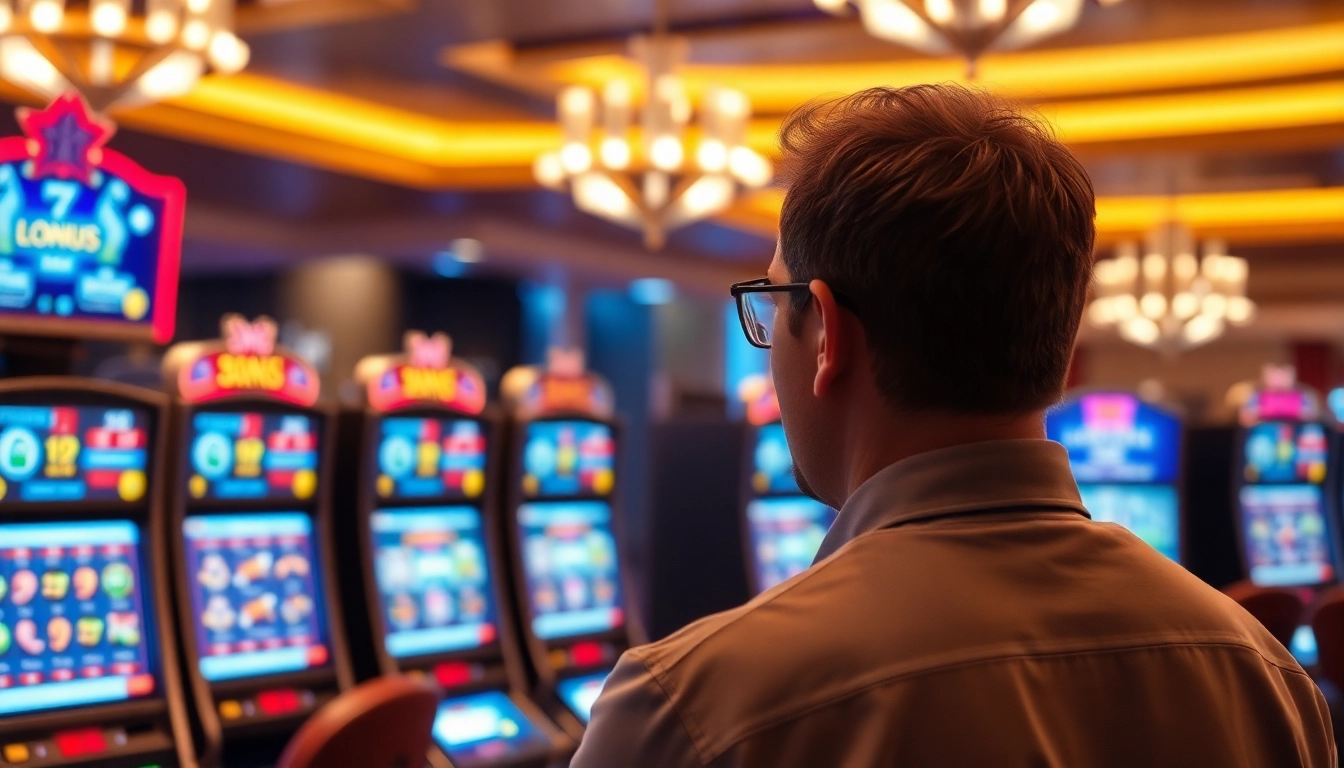 Genießen Sie einen aufregenden online casino bonus mit einer Vielzahl von Spielautomaten im Hintergrund.