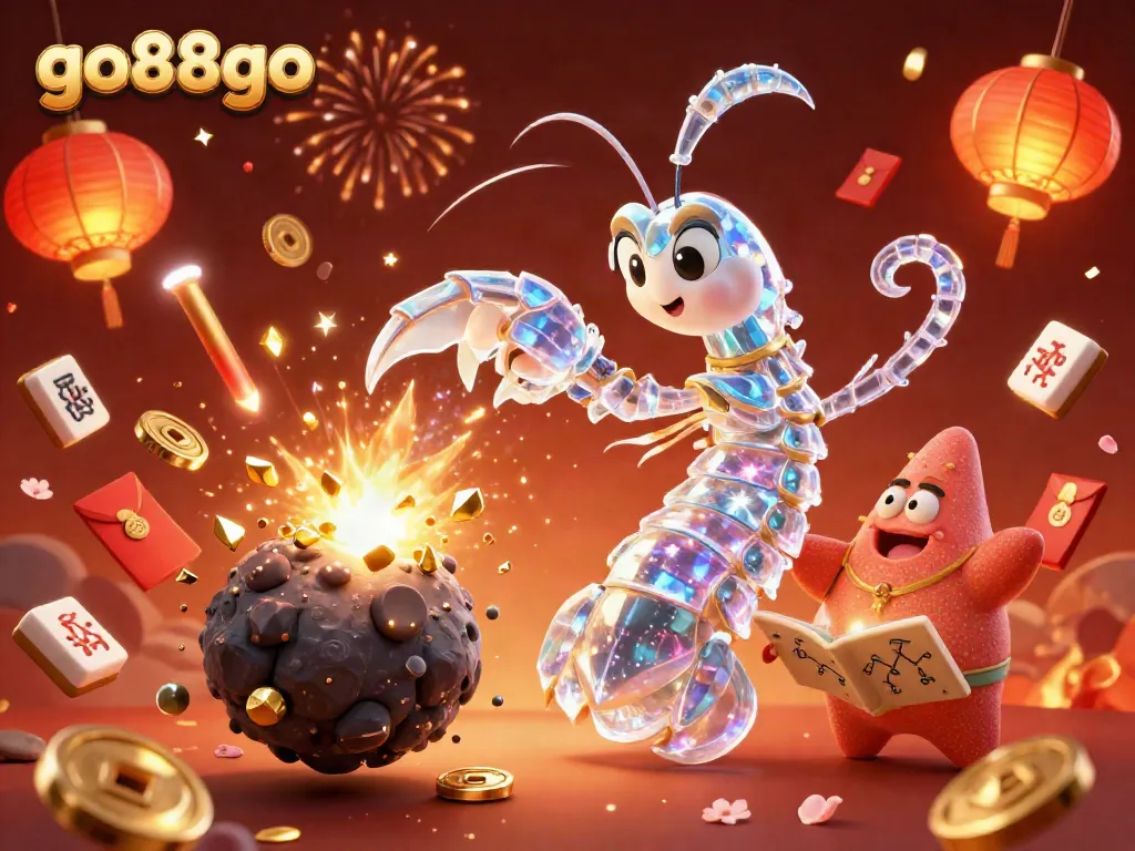 Players experience excitement with go88go in a vibrant, dynamic casino scene filled with gold coins and fireworks.