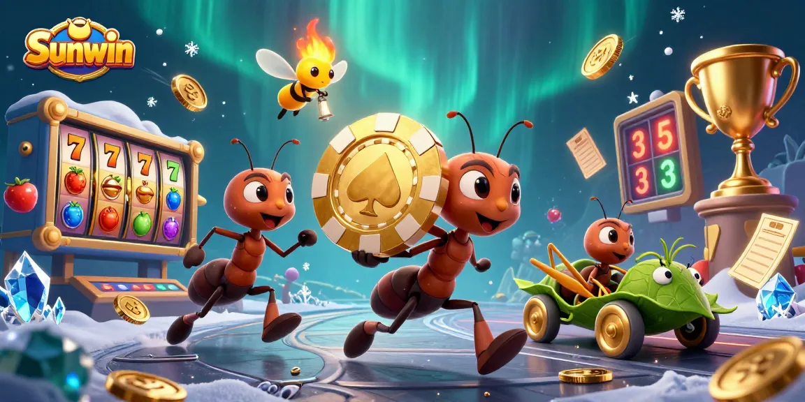 Sunwin provides a thrilling gaming experience with giant poker heist elements, showcasing lively slot game action.