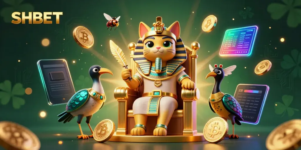 Experience the thrilling SHBET gaming world with detailed 3D characters and dynamic casino elements.