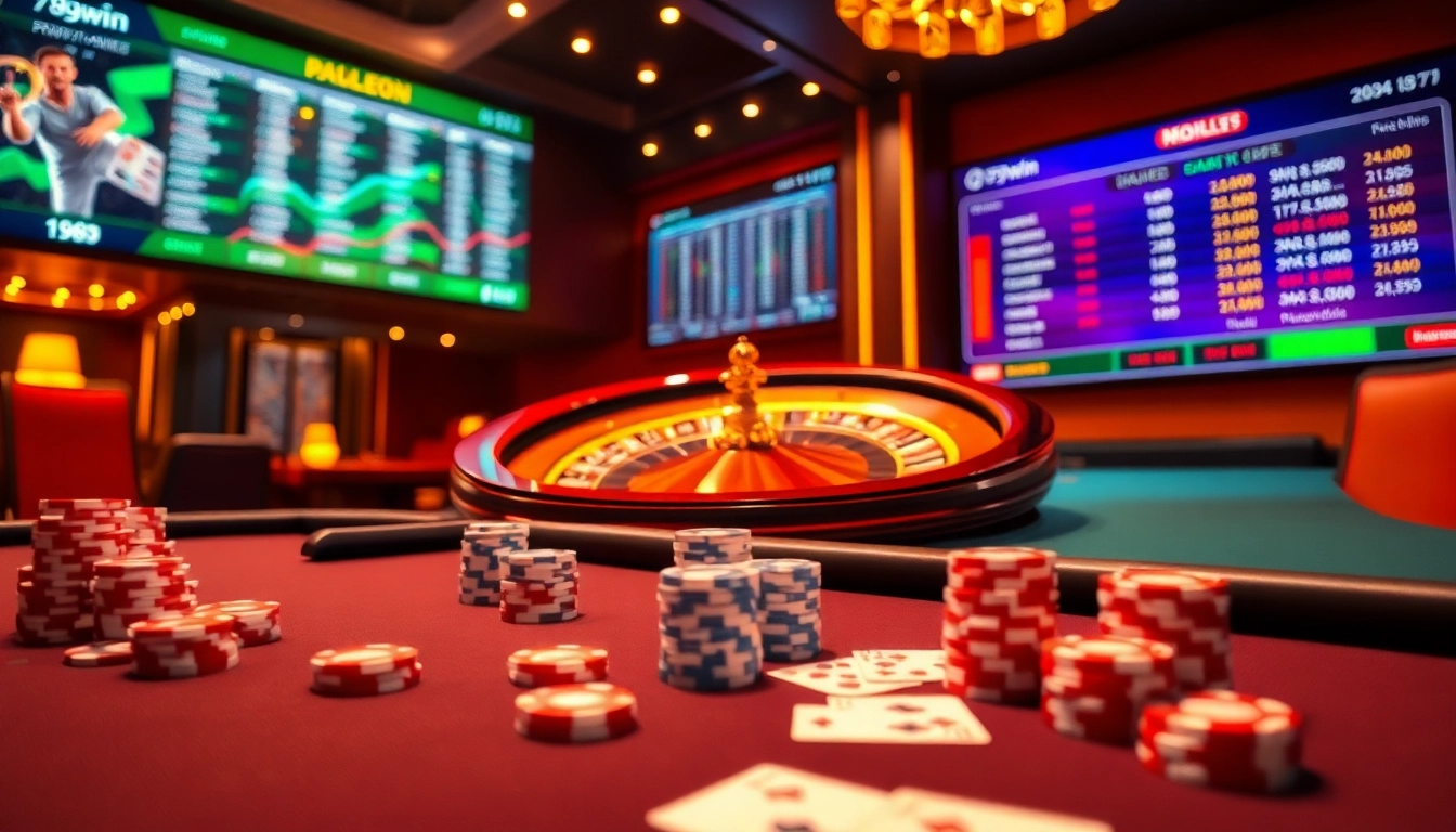 Experience thrilling online gambling at nhà cái 789win with vibrant casino tables and electronic sports betting.