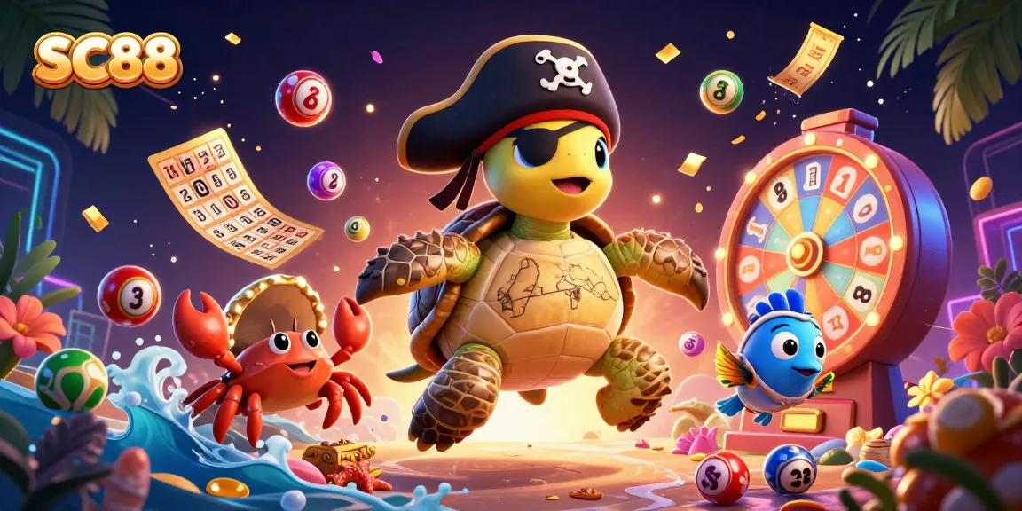 Experience SC88 with vibrant lottery elements, colorful characters, and sunken treasure.