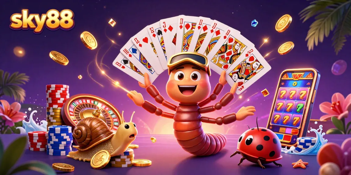 Experience thrilling gameplay at sky88 with a vibrant casino scene bustling with action.