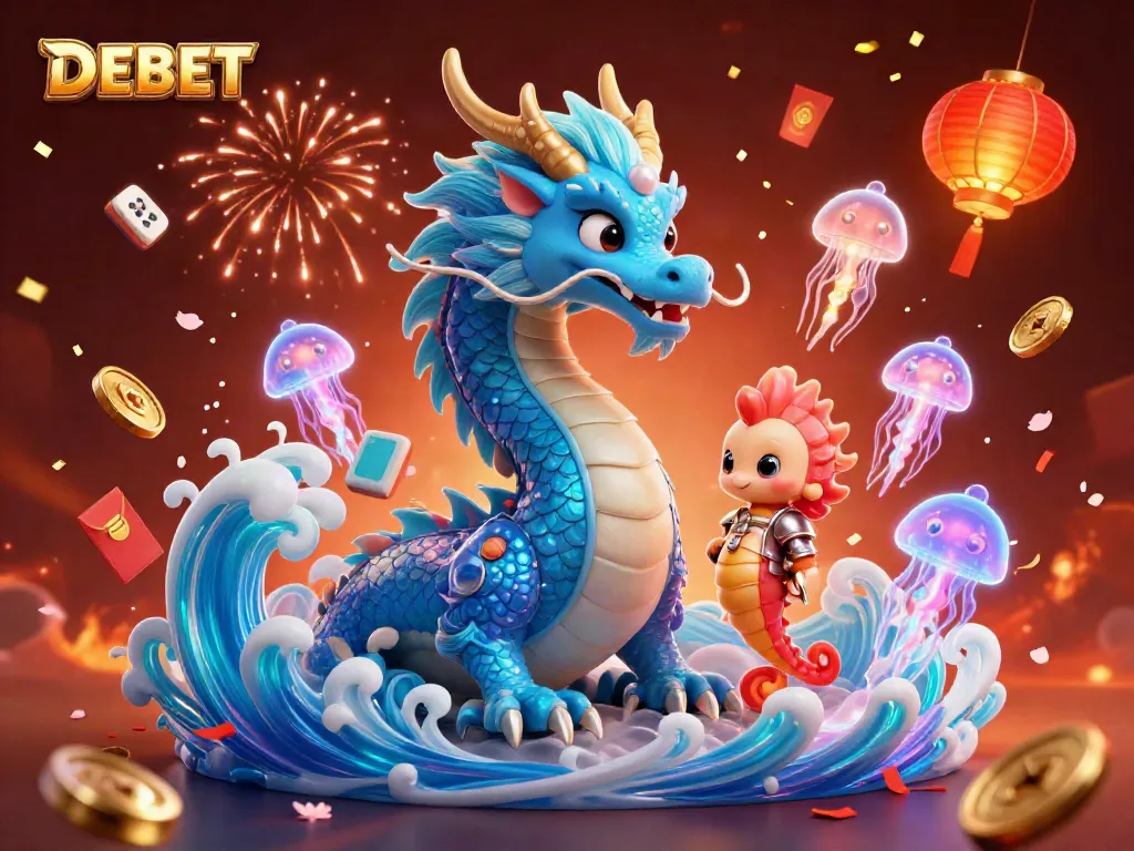 Experience the thrill of DEBET with dynamic casino elements in a vibrant underwater scene.