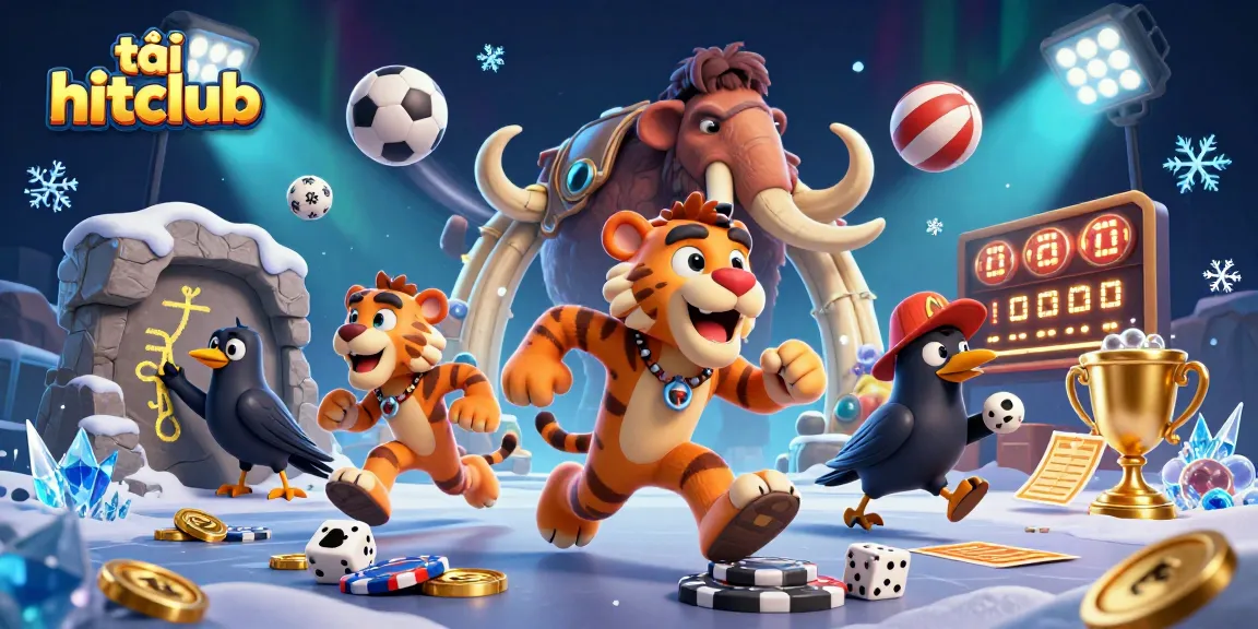 Engaging illustration depicting gamers downloading tải hitclub for an exciting online casino experience with various gaming elements.