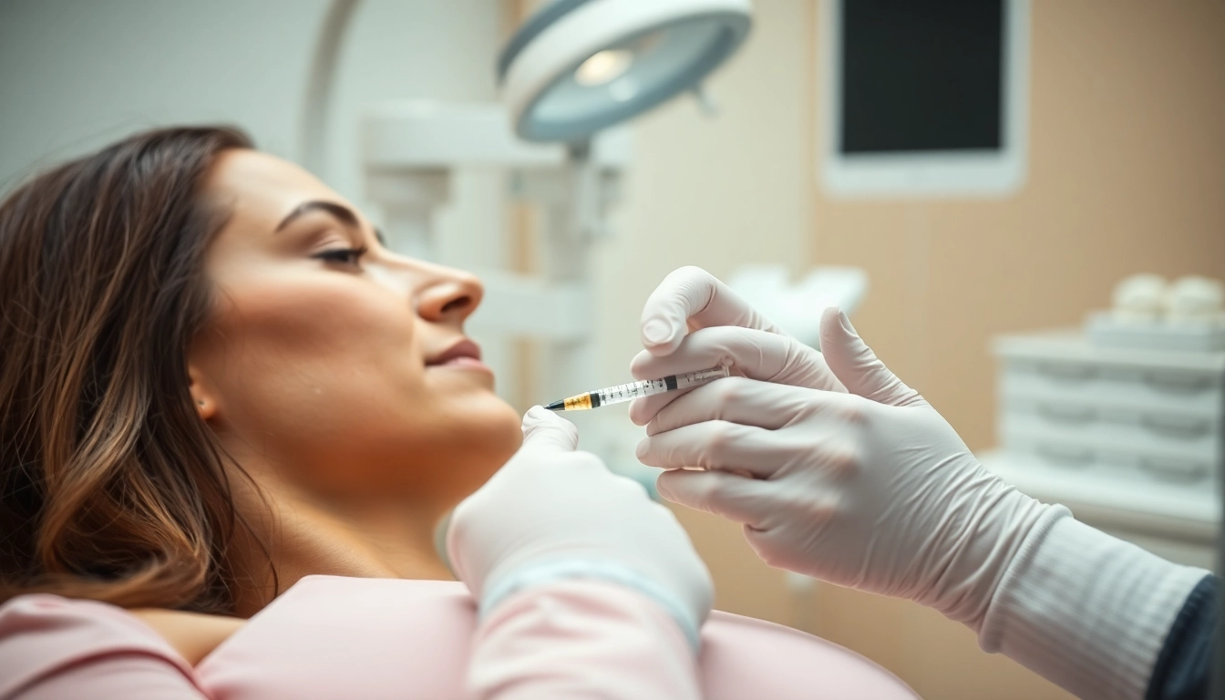 Effektive lipolyse Behandlung mit Injektion in einem modernen klinischen Raum