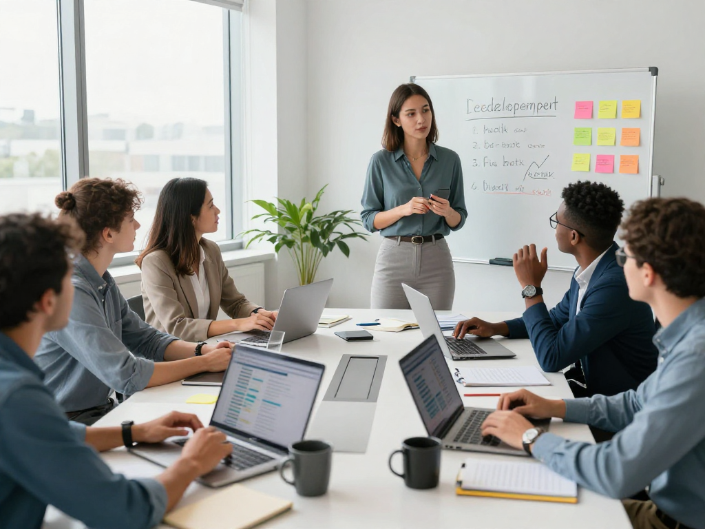 wertschätzung arbeit in einem modernen Büroumfeld mit einem engagierten Team, das an Führungsentwicklung arbeitet
