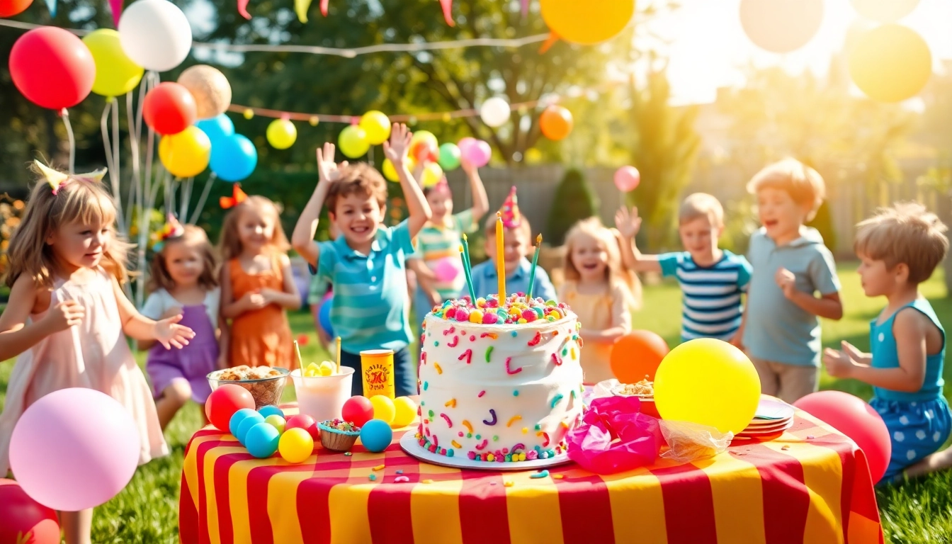 Feierliche Atmosphäre am Kindergeburtstag 4 Jahre mit bunten Spielen und jubilierenden Kindern.