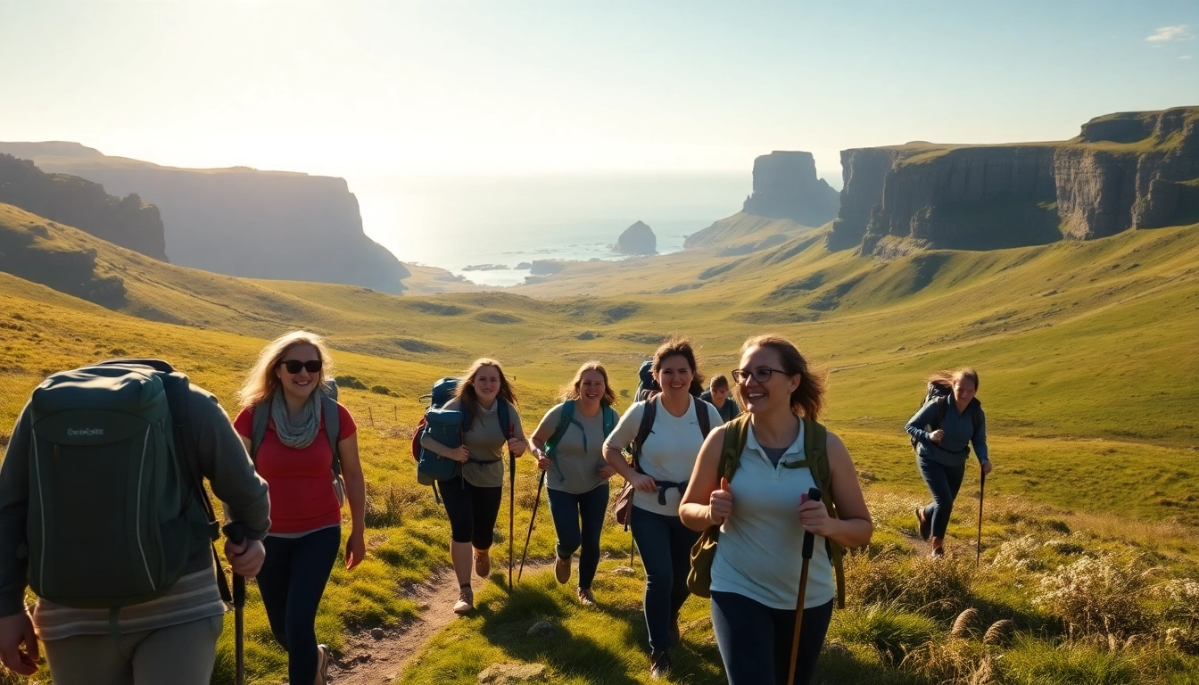 Erleben Sie einen Wanderurlaub Irland mit fröhlichen Reisenden in malerischer Natur.