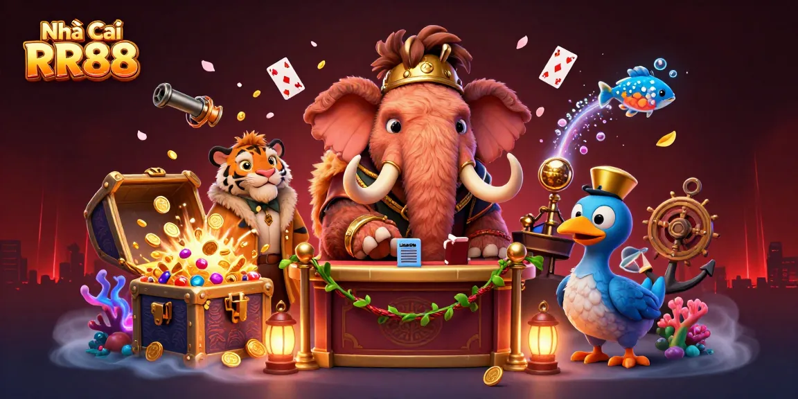 Nhà Cái RR88 offers a vibrant illustration of a woolly mammoth bouncer, enhancing the casino atmosphere.