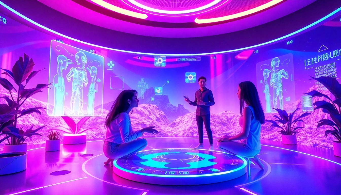 Engage with free sex AI in a vibrant digital landscape showcasing intimate chatbot interactions.